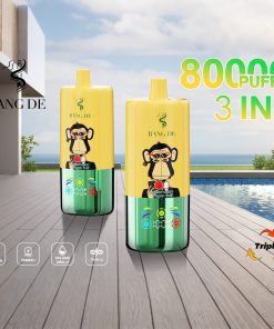 Bang DE 80000 80k Puffs 3 in 1 Flavors Rechargeable LCD Display Disposable Vape in Watermelon Dragon Fruit & Mango Peach & Strawberry Kiwi flavor