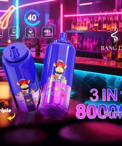 Bang DE 80000 80k Puffs 3 in 1 Flavors Rechargeable LCD Display Disposable Vape in Watermelon Ice & Strawberry Ice Cream & Kiwi Passion Fruit Guava flavor