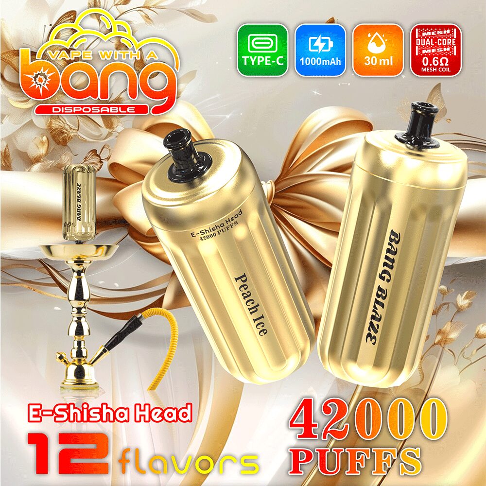 Bang E-Shisha Head 42000 42K Puffs Gold LED Display Disposable Vape product image