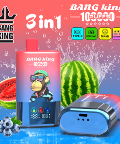 Bang King 100000 100K Puffs 3 In 1 Flavors Rechargeable LED Display Disposable Vape in Blueberry / Watermelon / Blueberry Watermelon flavor