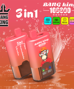 Bang King 100000 100K Puffs 3 In 1 Flavors Rechargeable LED Display Disposable Vape in Coke Ice / Strawberry Vanilla Coke / Cherry Cocoa flavor