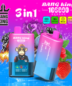 Bang King 100000 100K Puffs 3 In 1 Flavors Rechargeable LED Display Disposable Vape in Functional Beverages / Love 66 / Mixed Fruits flavor