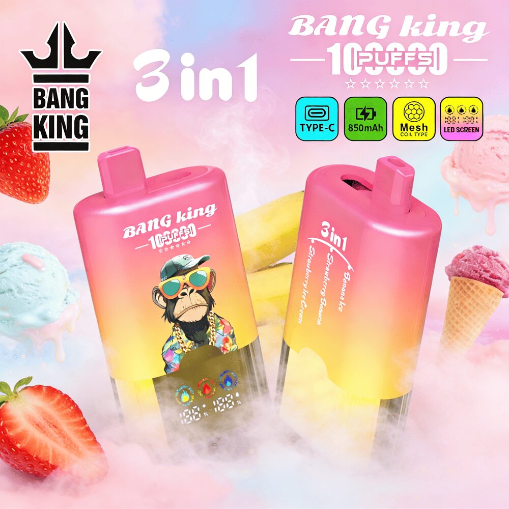 Bang King 100000 100K Puffs 3 In 1 Flavors Rechargeable LED Display Disposable Vape product image