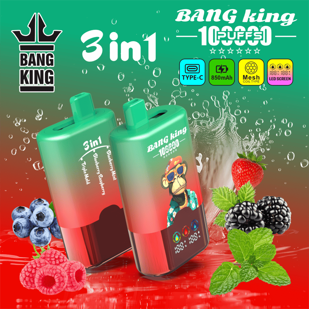 Bang King 100000 100K Puffs 3 In 1 Flavors Rechargeable LED Display Disposable Vape in Min:2pcs(Unable to choose flavor) flavor