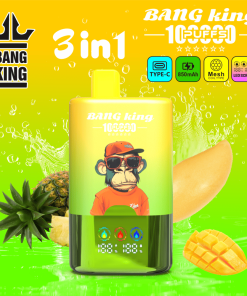 Bang King 100000 100K Puffs 3 In 1 Flavors Rechargeable LED Display Disposable Vape in Pineapple / Mango / Pineapple Mango flavor