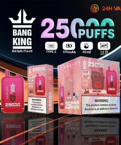 Bang King 25000 Züge 0,1 % 3 % 3 % 5 % Nikotin – Einweg-Vape-Pod mit doppelter Füllmenge in der Geschmacksrichtung Bang King 25000