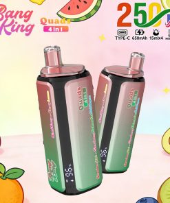 Bang King 250000 250K Puffs 4 In 1 Flavors Rechargeable LED Display Disposable Vape in Pink Lemonade & Kiwi Passion Fruit Guava & Peach Berry & Strawberry