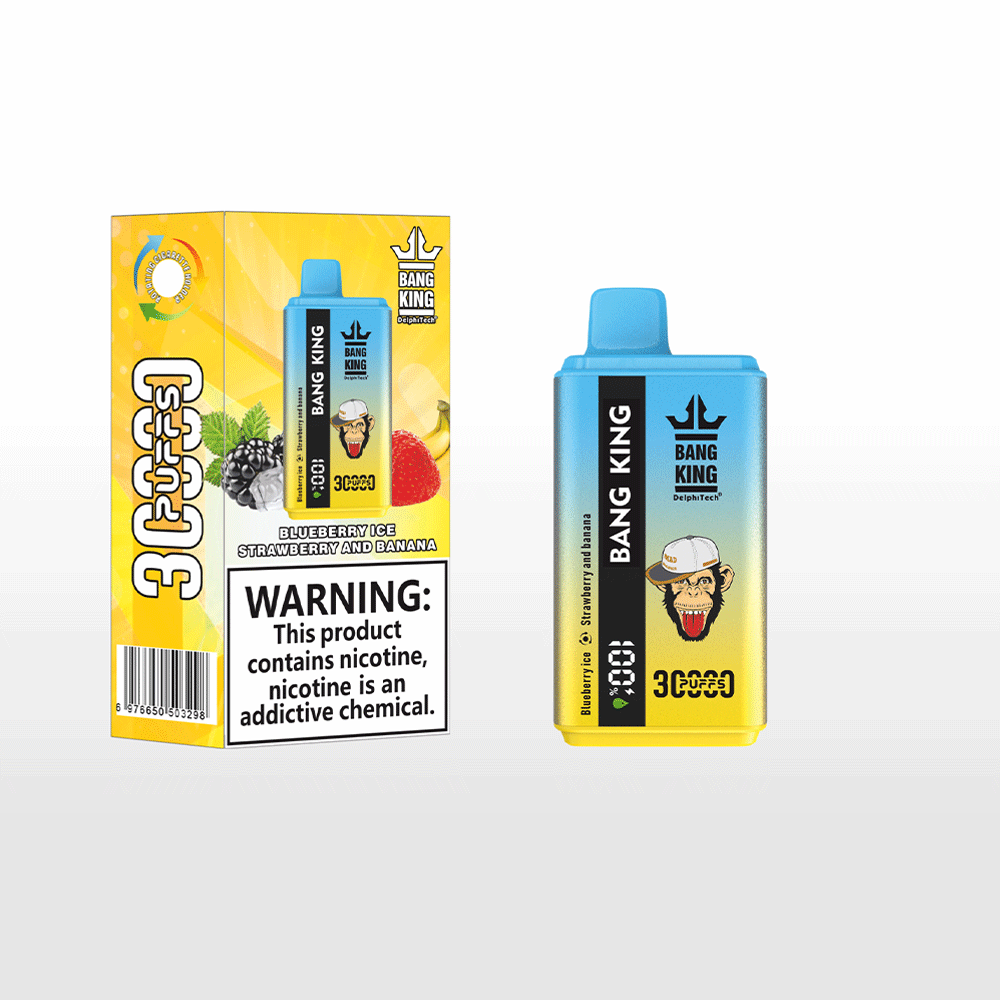 Bang 30000 30k Puffs 0% 2% 3% 5% Nicotine Double Taste LCD Display Disposable Vape in Blueberry Ice & Strawberry and Banana flavor