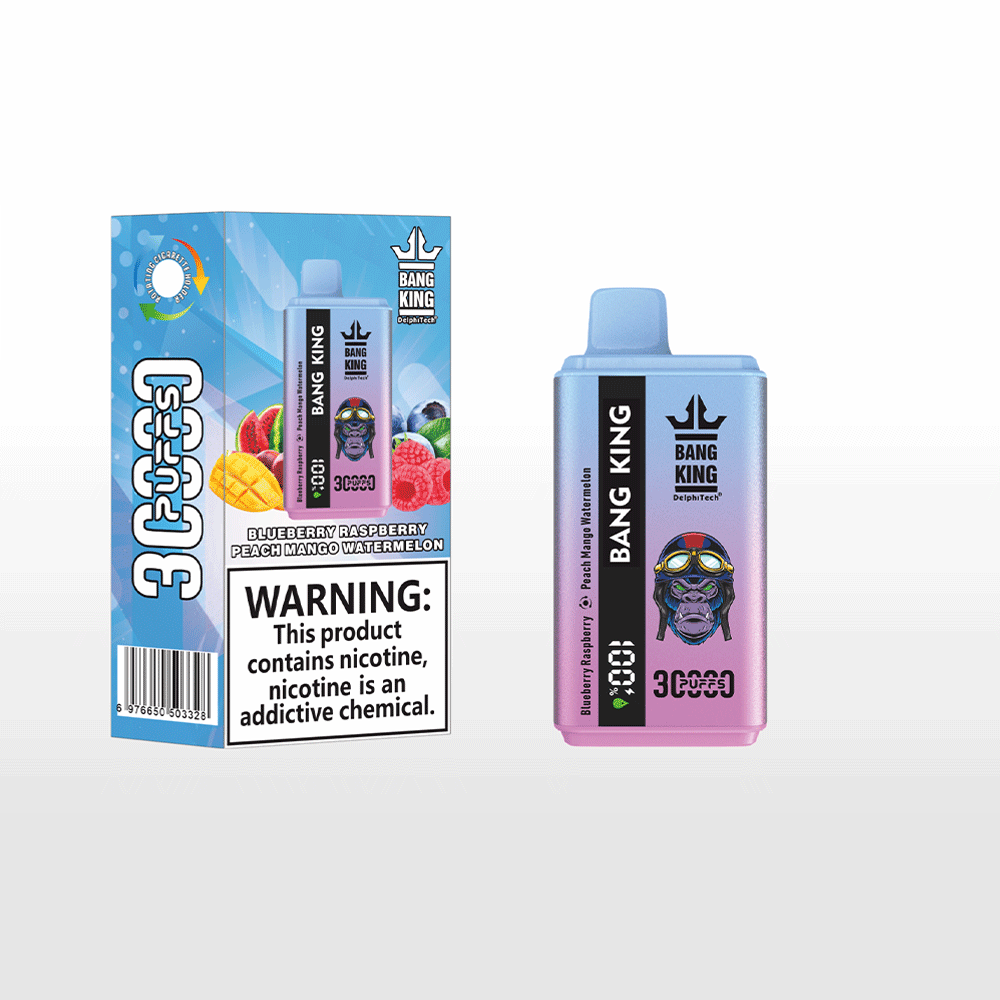 Bang 30000 30k Puffs 0% 2% 3% 5% Nicotine Double Taste LCD Display Disposable Vape in Blueberry Raspberry & Peach Mango Watermelon flavor