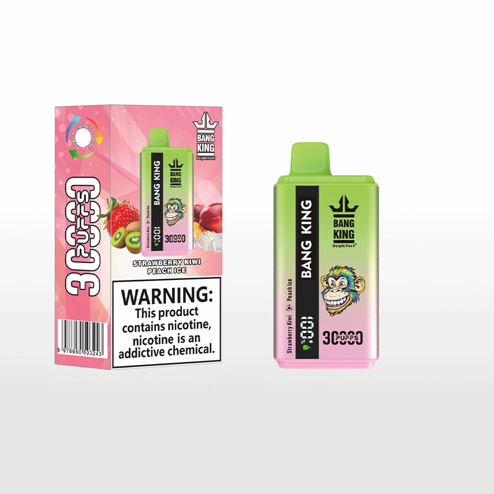 Bang 30000 30k Puffs 0% 2% 3% 5% Nicotine Double Taste LCD Display Disposable Vape in Strawberry Kiwi & Peach Ice flavor