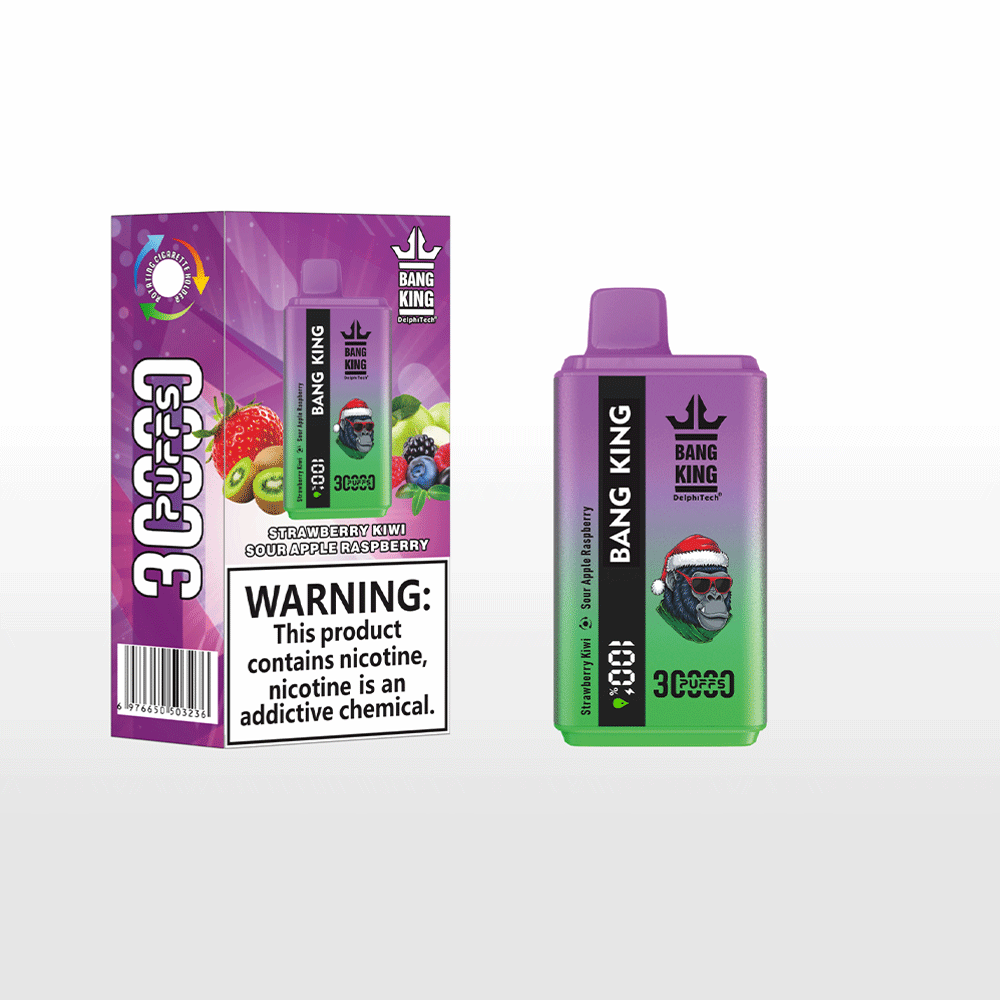 Bang 30000 30k Puffs 0% 2% 3% 5% Nicotine Double Taste LCD Display Disposable Vape in Strawberry Kiwi & Sour Apple Raspberry flavor