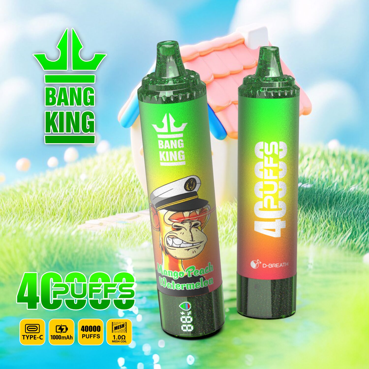Bang King Tornado 40000 40K Puffs LED Display Edition Disposable in Mango Peach Watermelon flavor
