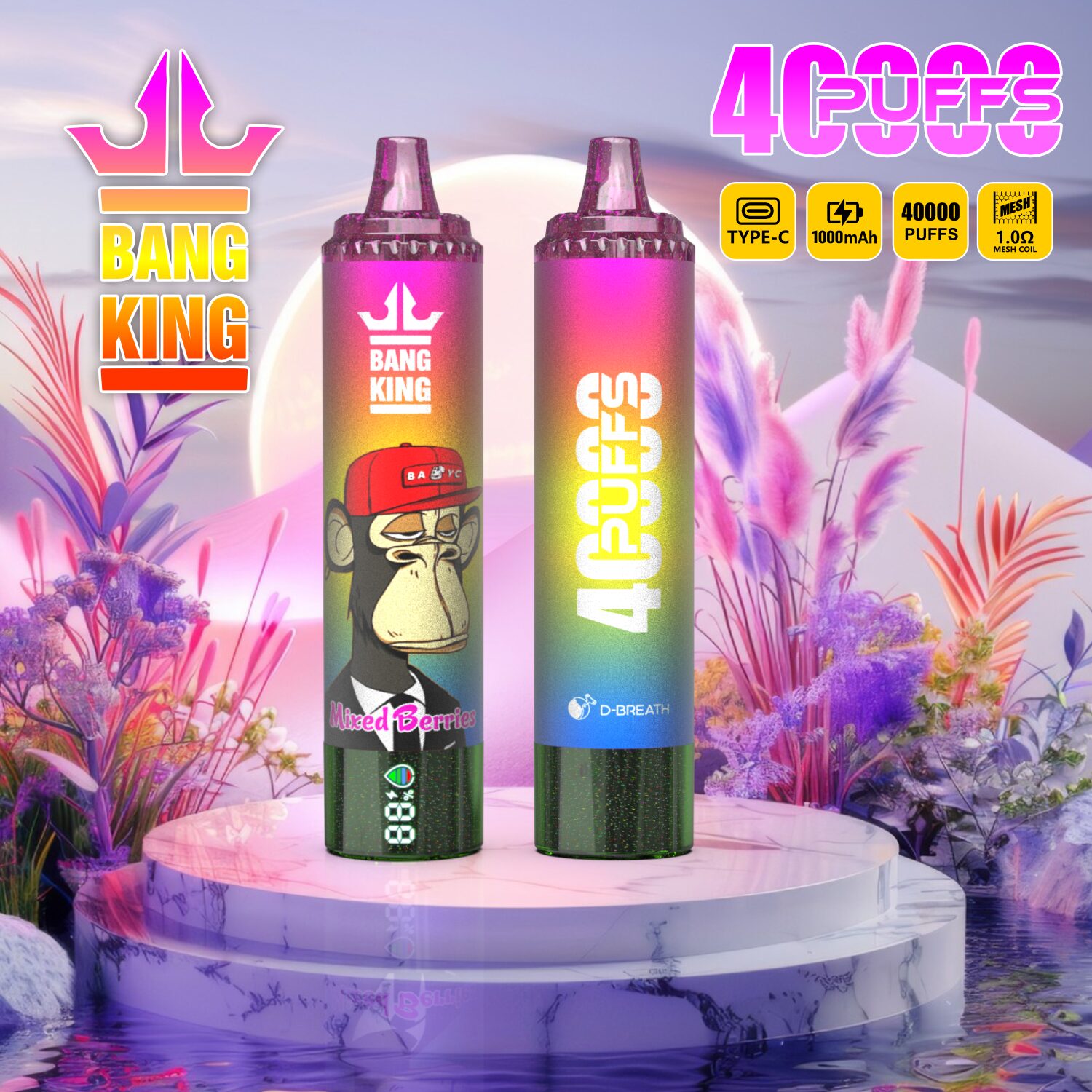 Bang King Tornado 40000 40K Puffs LED Display Edition Disposable in Random Mix flavor