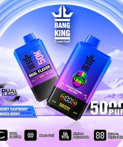 Bang King 50000 50k Puffs 2% 3% 5% Nicotine Double Taste LCD Display Disposable Vape in Blueberry Raspberry / Mixed Berry flavor