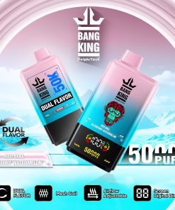Bang King 50000 50k Puffs 2% 3% 5% Nicotine Double Taste LCD Display Disposable Vape in Red Bull / Blueberry Watermelon flavor
