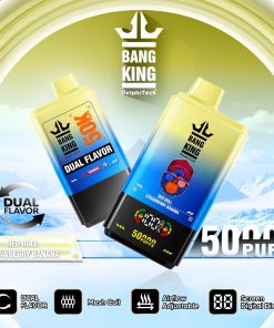 Bang King 50000 50k Puffs 2% 3% 5% Nicotine Double Taste LCD Display Disposable Vape in Red Bull / Strawberry Banana flavor