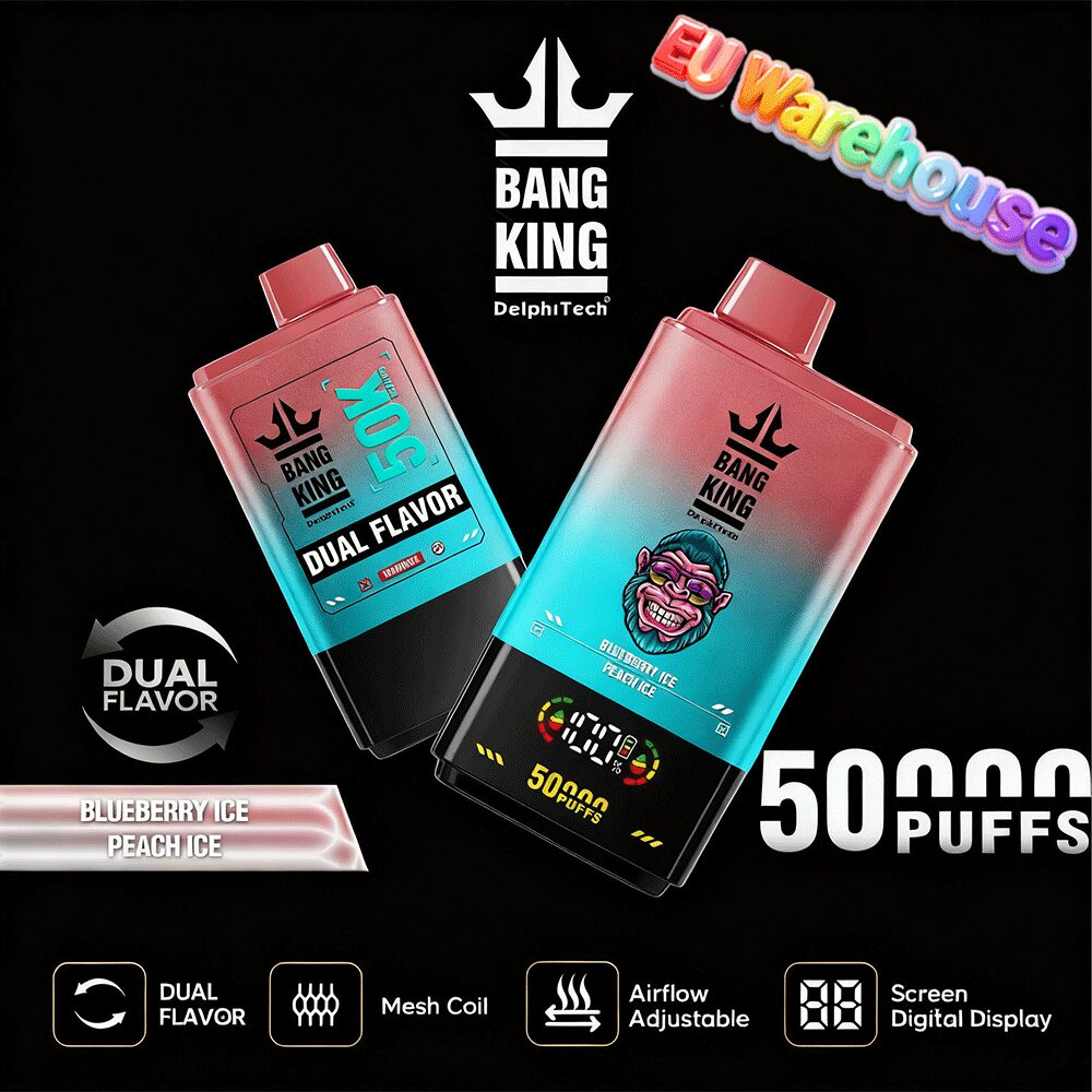 Bang King 50000 50k Puffs Dual Flavors LED Display Disposable Vape EU Warehouse in bang king 50k blueberry ice peach ice flavor
