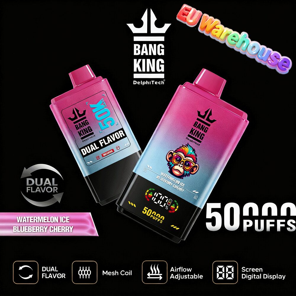 Bang King 50000 50k Puffs Dual Flavors LED Display Disposable Vape EU Warehouse in bang king 50k watermelon blueberry cherry flavor