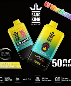 Bang King 50000 50k Puffs Dual Flavors LED Display Disposable Vape EU Warehouse in Blueberry Ice & Peach Mango Watermelon flavor