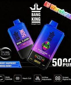 Bang King 50000 50k Puffs Dual Flavors LED Display Disposable Vape EU Warehouse in Blueberry Raspberry & Mixed Berry flavor