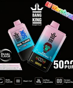 Bang King 50000 50k Puffs Dual Flavors LED Display Disposable Vape EU Warehouse in Red Bull & Blueberry Watermelon flavor