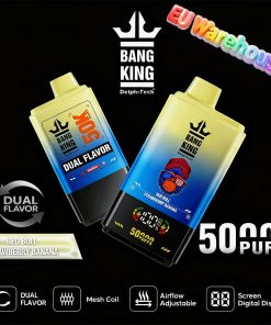 Bang King 50000 50k Puffs Dual Flavors LED Display Disposable Vape EU Warehouse in Red Bull & Strawberry Banana flavor
