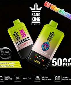 Bang King 50000 50k Puffs Dual Flavors LED Display Disposable Vape EU Warehouse in Strawberry Mango & Strawberry Kiwi flavor