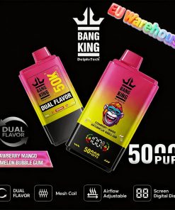Bang King 50000 50k Puffs Dual Flavors LED Display Disposable Vape EU Warehouse in Strawberry Mango & Watermelon Bubble Gum flavor