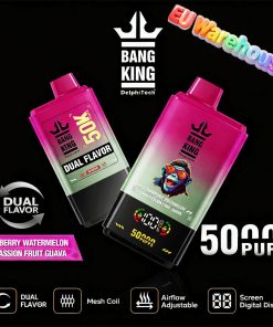 Bang King 50000 50k Puffs Dual Flavors LED Display Disposable Vape EU Warehouse in Strawberry Watermelon & Kiwi Passion Fruit Guava flavor