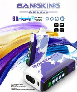 Bang King Ice Cool 60000 60K Puffs Adjustable Ice level LED Display Disposable Vape in Grape Ice flavor