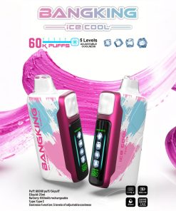 Bang King Ice Cool 60000 60K Puffs Adjustable Ice level LED Display Disposable Vape in Peach Ice flavor