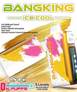 Bang King Ice Cool 60000 60K Puffs Adjustable Ice level LED Display Disposable Vape in Sour Lush Gummy flavor
