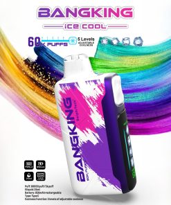 Bang King Ice Cool 60000 60K Puffs Adjustable Ice level LED Display Disposable Vape in Strawberry Dragonfruit flavor