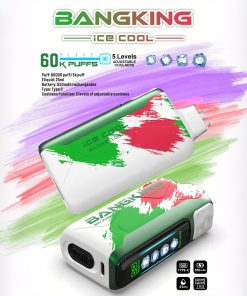 Bang King Ice Cool 60000 (60.000 boccate) – Sigaretta elettronica usa e getta con livello di ghiaccio regolabile e display LED, al gusto di anguria ghiacciata