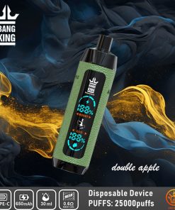Bang King Shisha 25000 (25.000 boccate) con display LED, in pelle, usa e getta, al gusto di doppia mela