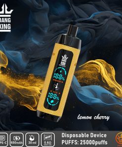 Bang King Shisha 25000 (25.000 boccate) con display LED, in pelle, usa e getta, al gusto di limonata e ciliegia