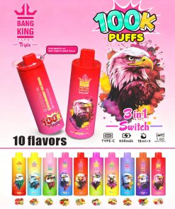Bang King Triple 100000 100K Puffs 3 in 1 Flavors Rechargeable Disposable Vape product image