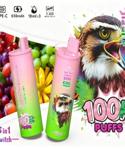 Bang King Triple 100000 100K Puffs 3 in 1 Flavors Rechargeable Disposable Vape in Strawberry Banana + Raspberry Watermelon + Lemon Lime flavor