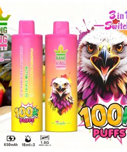 Bang King Triple 100000 100K Puffs 3 in 1 Flavors Rechargeable Disposable Vape in Strawberry Raspberry + Triple Melon + Sour Mango Pineapple flavor
