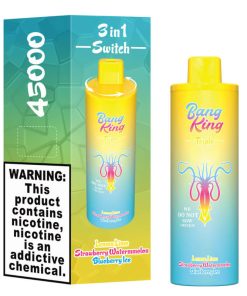 Bang King Triple 45000 45K Puffs Vape 3 in 1 Flavors Rechargeable Disposable Vape in Lemon Lime + Strawberry Watermelon + Blueberry Ice flavor