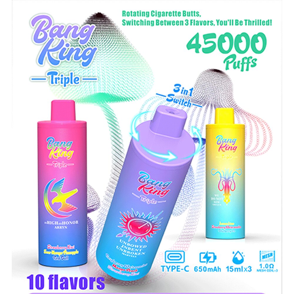 Bang King Triple 45000 45K Puffs Vape 3 in 1 Flavors Rechargeable Disposable Vape product image