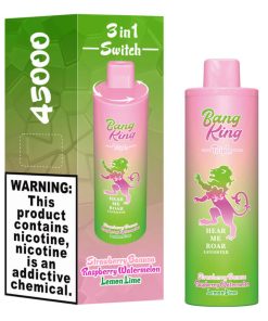 Bang King Triple 45000 45K Puffs Vape 3 in 1 Flavors Rechargeable Disposable Vape in Strawberry Banana + Raspberry Watermelon + Lemon Lime flavor
