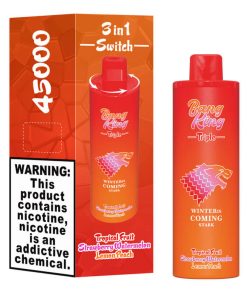 Bang King Triple 45000 45K Puffs Vape 3 in 1 Flavors Rechargeable Disposable Vape in Tropical Fruit + Strawberry Watermelon + Lemon Peach flavor