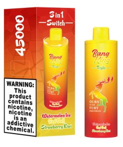 Bang King Triple 45000 45K Puffs Vape 3 in 1 Flavors Rechargeable Disposable Vape in Watermelon + Red Bull + Strawberry Kiwi flavor