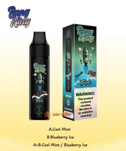 Bang King Triple 50000 50K Puffs 3 in 1 Flavors Rechargeable Disposable Vape in A:Cool Mint/B:Blueberry Ice/A+B:Cool Mint Blueberry Ice flavor