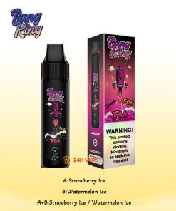 Bang King Triple 50000 50K Puffs 3 in 1 Flavors Rechargeable Disposable Vape in A:Strawberry Ice/B:Watermelon Ice/A+B:Strawberry Watermelon Ice flavor