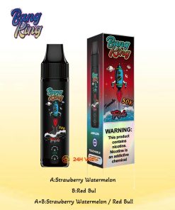 Bang King Triple 50000 50K Puffs 3 in 1 Flavors Rechargeable Disposable Vape in A:Strawberry Watermelon/B:Red Bull/A+B:Strawberry Watermelon Red Bull