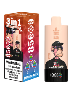 Bang King 85000 85k Puffs 3 in 1 Flavors Rechargeable LCD Display Disposable Vape in Cola Ice & Mr Blue & Cherry Cola flavor