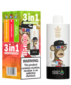 Bang King 85000 85k Puffs 3 in 1 Flavors Rechargeable LCD Display Disposable Vape in Ice Tea Lemon Ice & Mango On Ice & Lychee Ice flavor