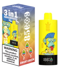 Bang King 85000 85k Puffs 3 in 1 Flavors Rechargeable LCD Display Disposable Vape in Lemon Lime & Strawberry Watermelon & Blueberry Ice flavor